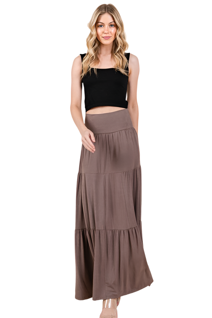 Solid Tiered Ruffle Skirt