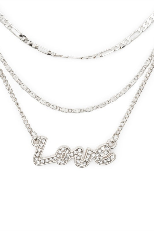 Love Crystal Layer Necklace Set
