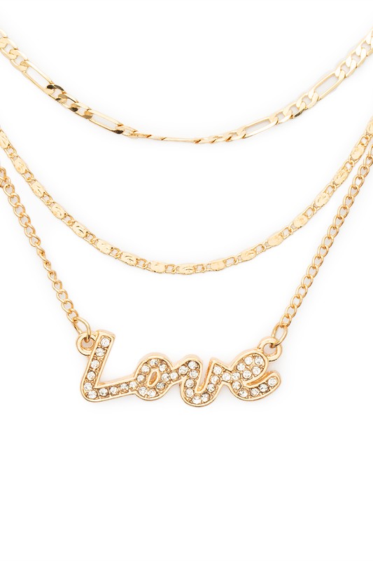 Love Crystal Layer Necklace Set