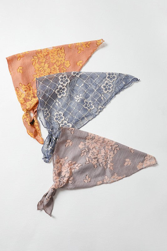 Bohemian Floral Lace Headscarf