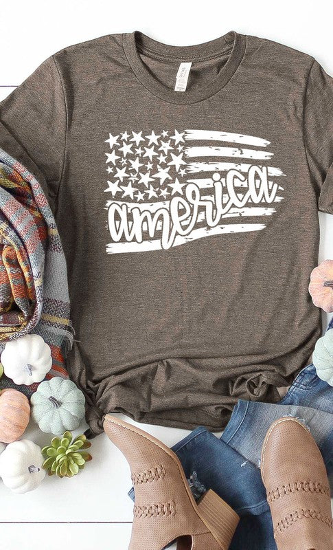 America Flag stars stripes Plus Size Graphic Tee