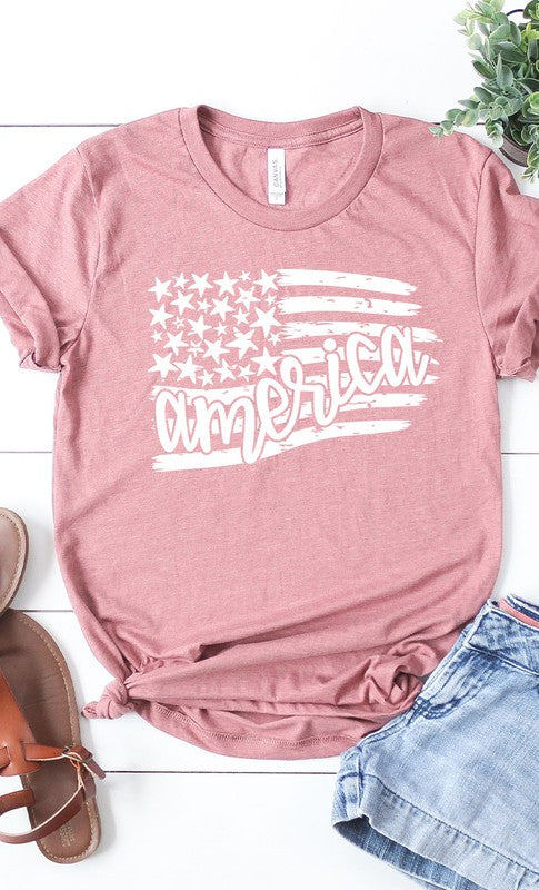 America Flag stars stripes Plus Size Graphic Tee