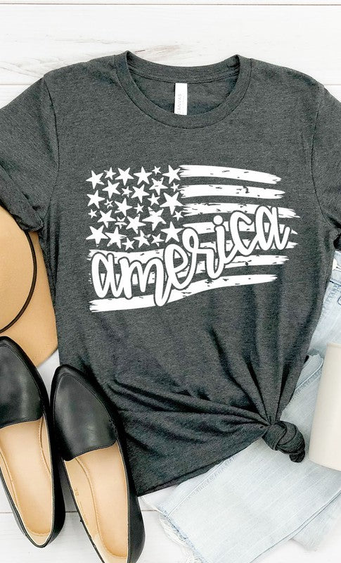 America Flag stars stripes Plus Size Graphic Tee