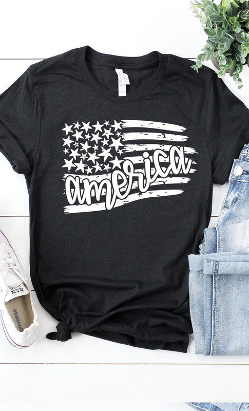 America Flag stars stripes Plus Size Graphic Tee