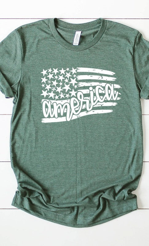 America Flag stars stripes Plus Size Graphic Tee