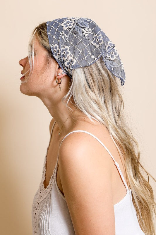 Bohemian Floral Lace Headscarf