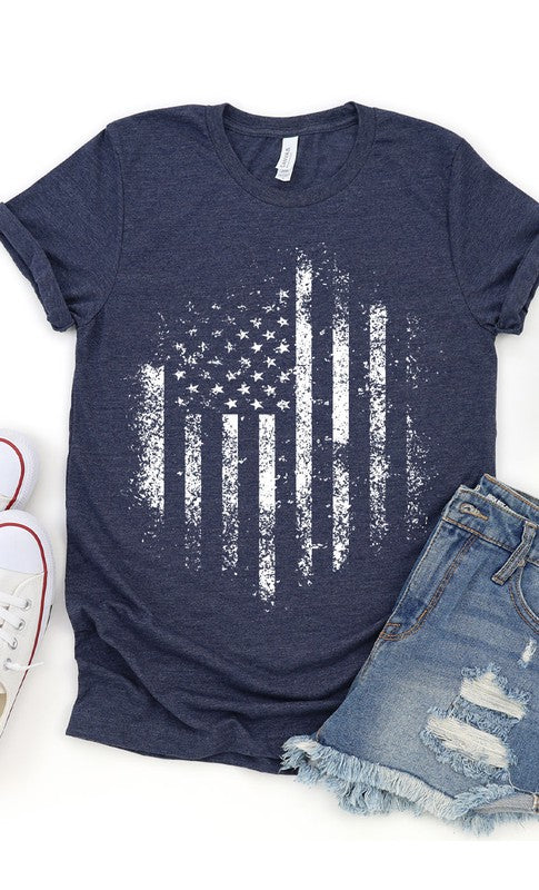Retro Distressed American Flag Plus Graphic Tee
