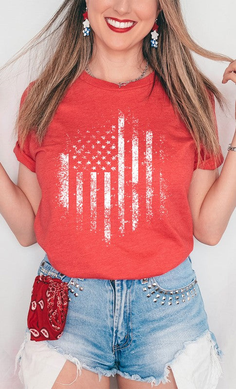Retro Distressed American Flag Plus Graphic Tee