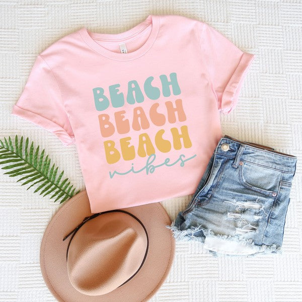 Beach Vibes Stacked Short Sleeve Graphic Tee