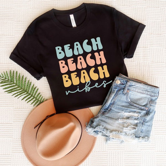 Beach Vibes Stacked Short Sleeve Graphic Tee