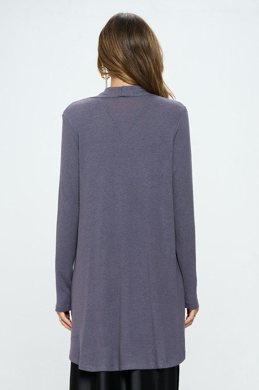 Brushed Knit Draped Cardigan with Cashmere Feel
