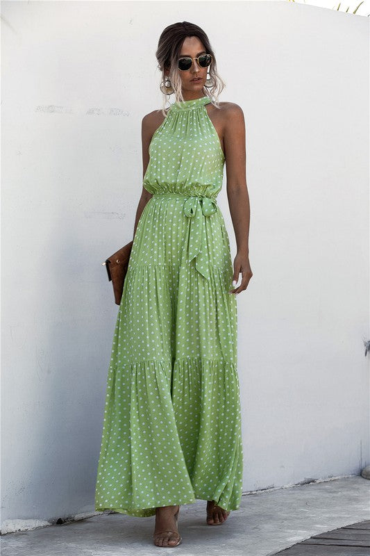 Womens Polka Dot Maxi Dress