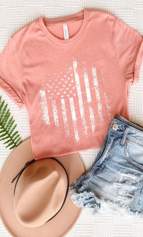 Retro Distressed American Flag Graphic Tee