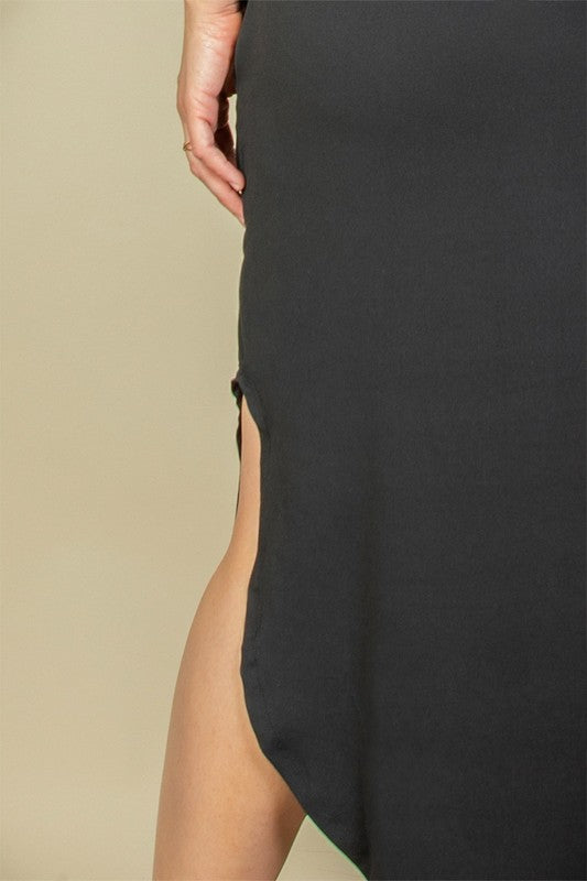 Hidden Pocket Batwing Sleeve V Neck Long Dress