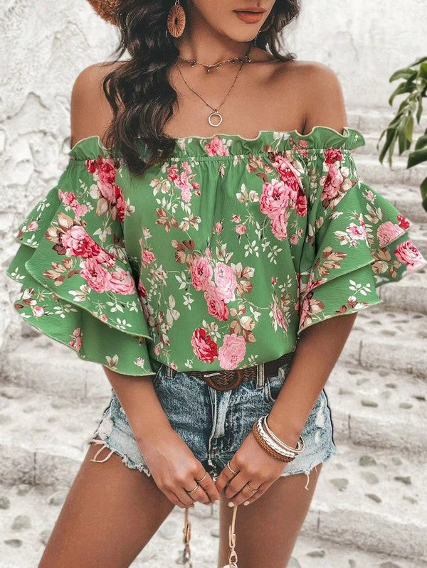 Floral off shoulder blouse