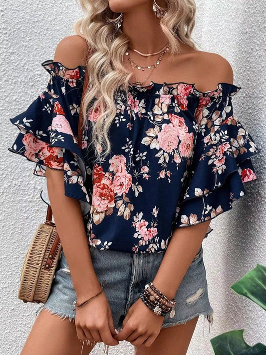 Floral off shoulder blouse