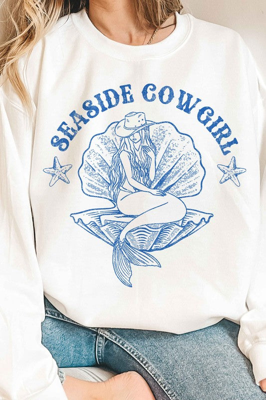 SEASIDE COWGIRL WESTERN COUNTRY GRAPHIC SWEATSHIRT