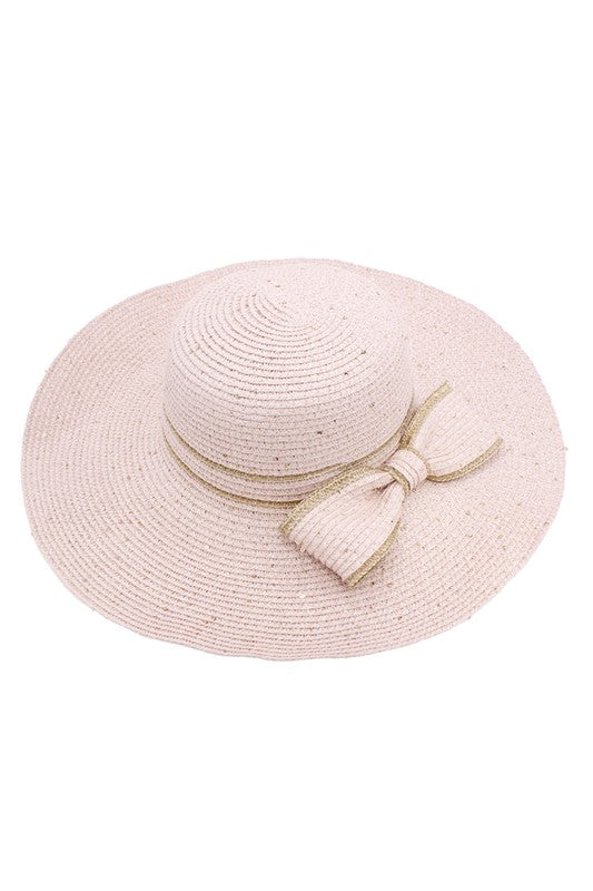 SCATTERED SEQUIN BOW STRAW HAT