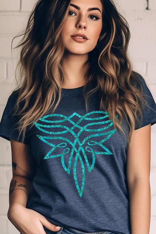 Turquoise Boot Stitch Graphic T Shirts
