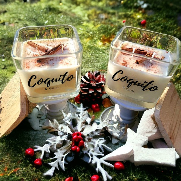 Coquito theme scented soy wax candle