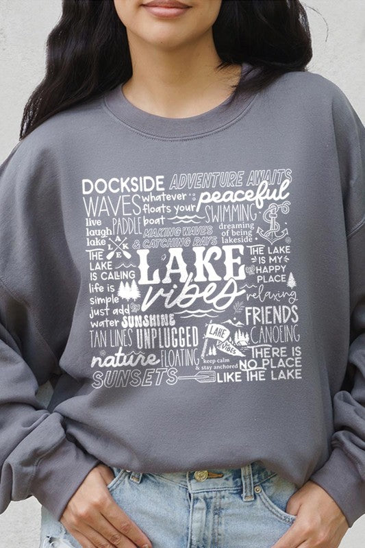 Lake Vibes Subway Art Graphic Fleece Sweatshirts
