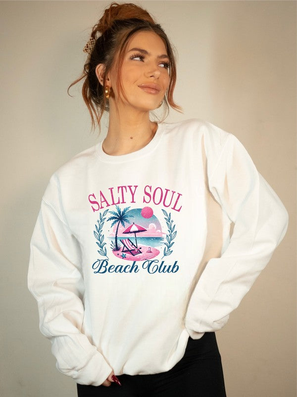 Salty Soul Beach Club CrewNeck Sweatshirt