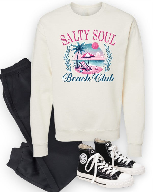 Salty Soul Beach Club CrewNeck Sweatshirt