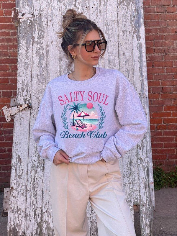 Salty Soul Beach Club CrewNeck Sweatshirt