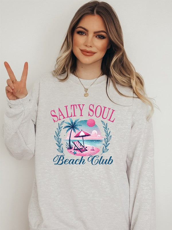 Salty Soul Beach Club CrewNeck Sweatshirt