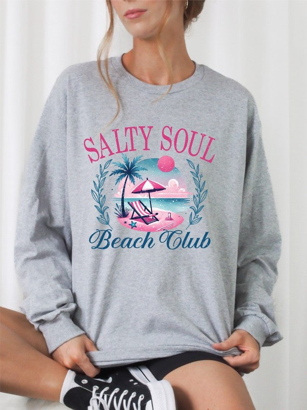 Salty Soul Beach Club CrewNeck Sweatshirt