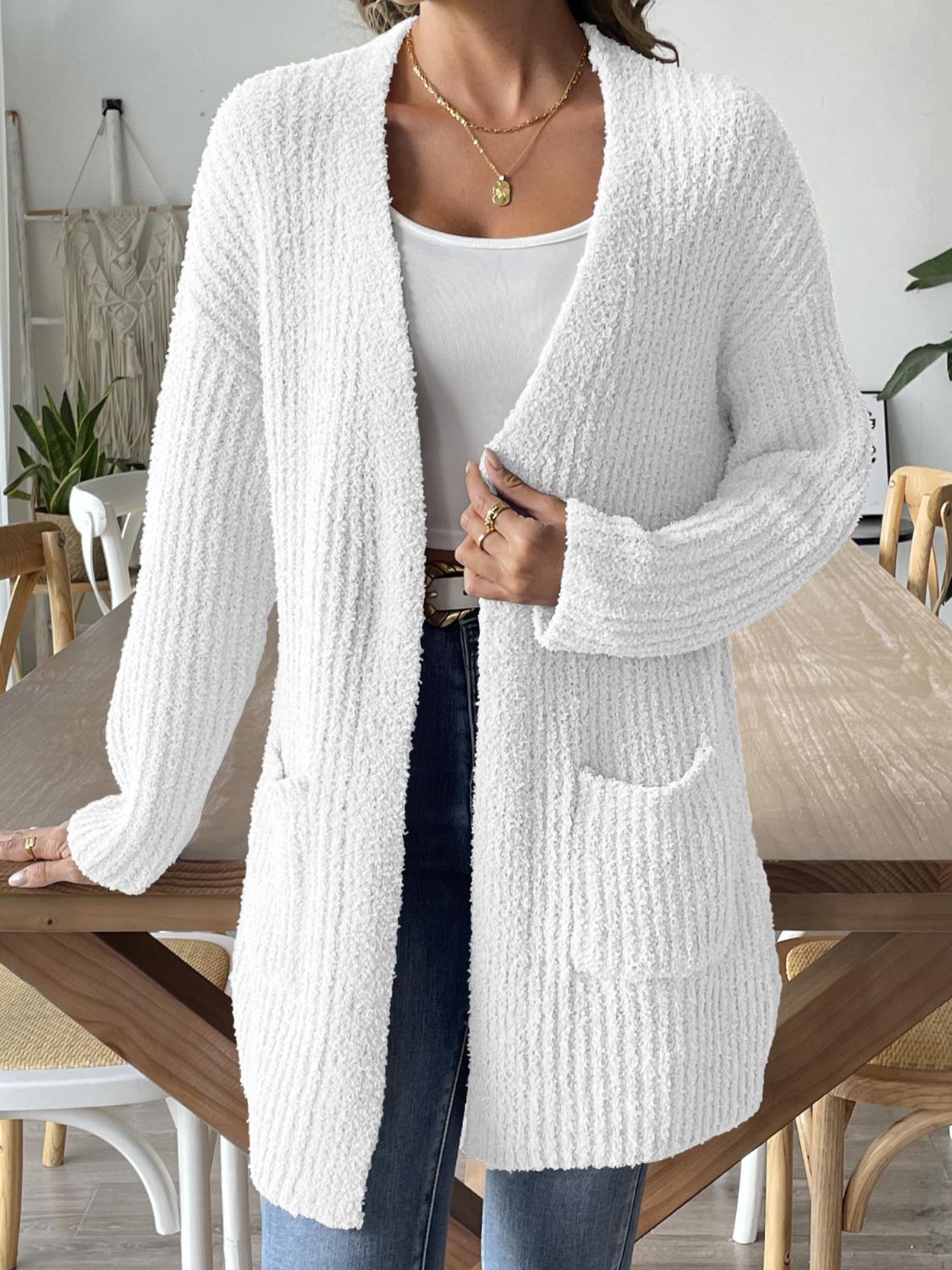 Open Front Long Sleeve Cardigan