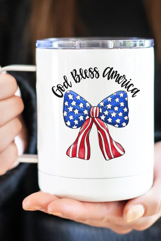 God Bless America  Bow Stainless Steel Cup