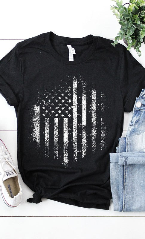 Retro Distressed American Flag Graphic Tee