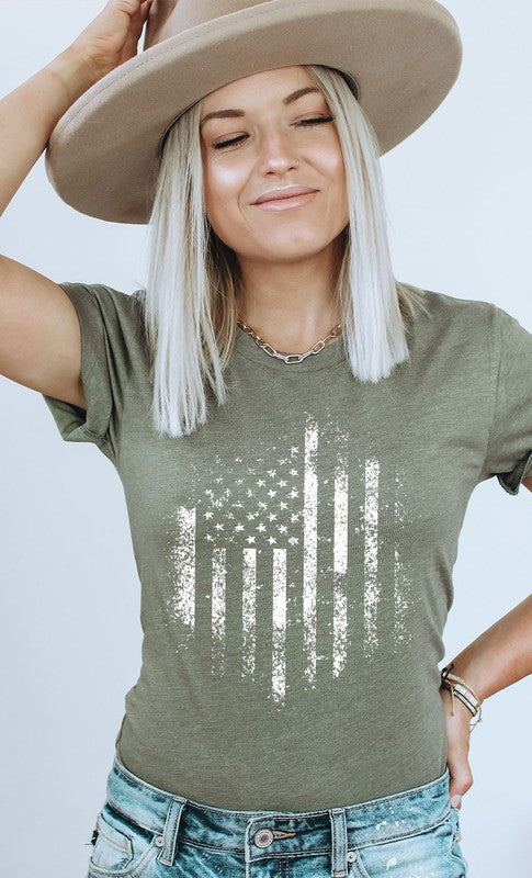 Retro Distressed American Flag Plus Graphic Tee