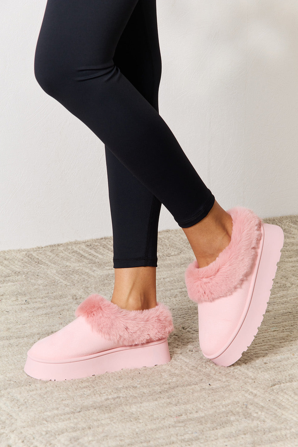 Legend Footwear Furry Chunky Platform Ankle Boots