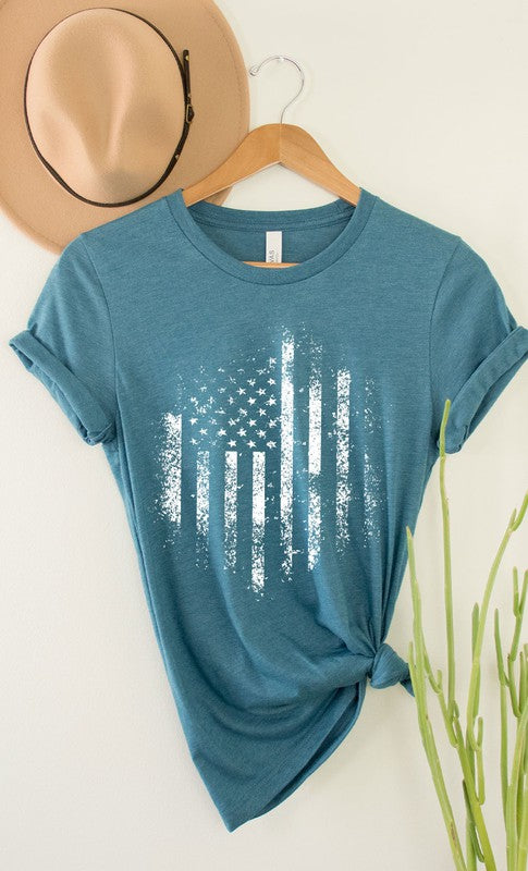 Retro Distressed American Flag Plus Graphic Tee