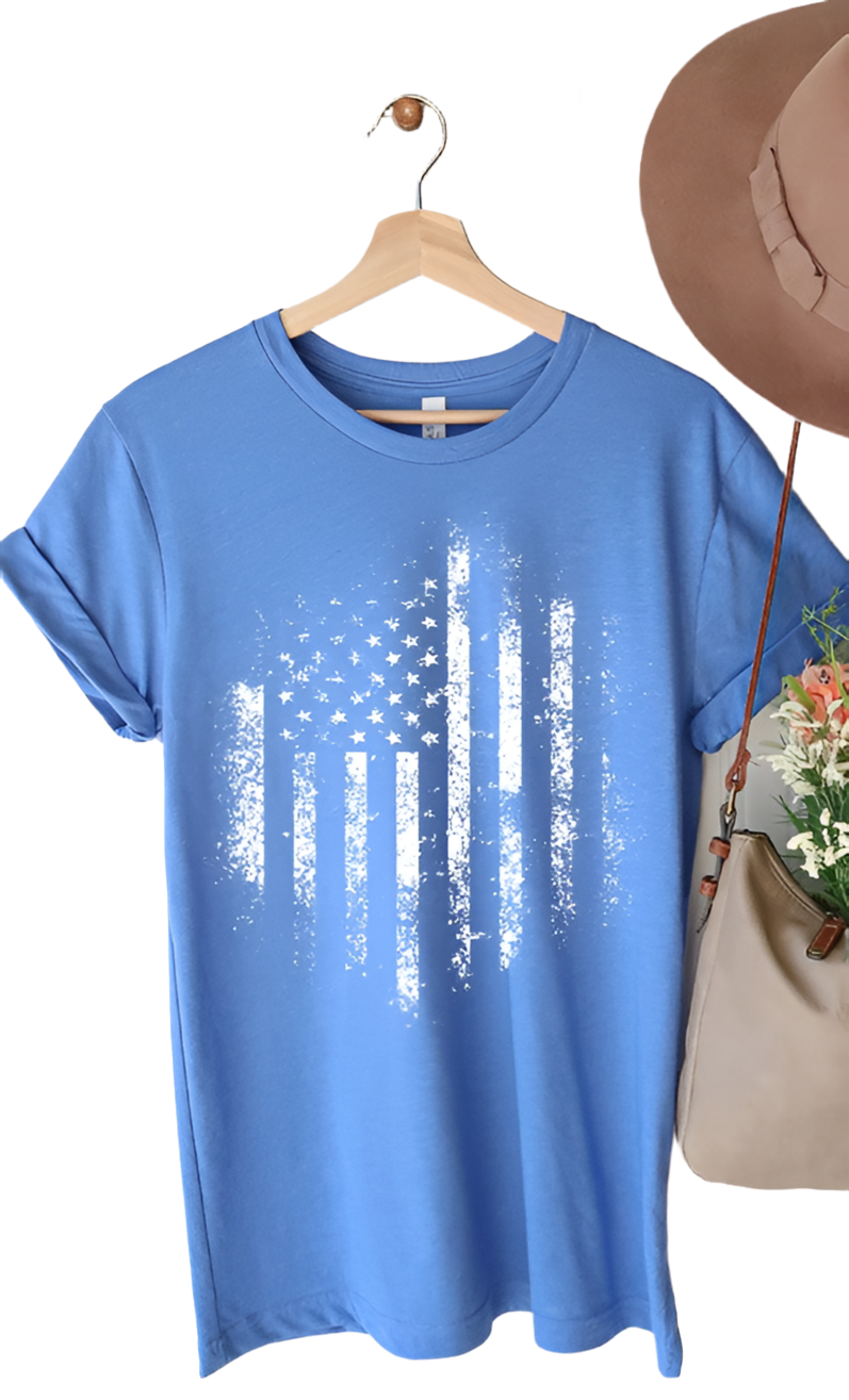 Retro Distressed American Flag Graphic Tee