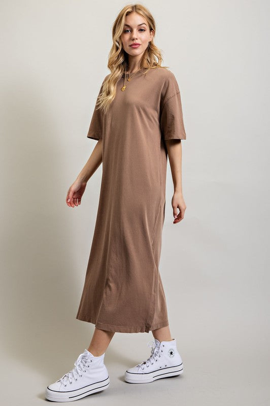 VENTED HEAVY COTTON WASHED DRESS