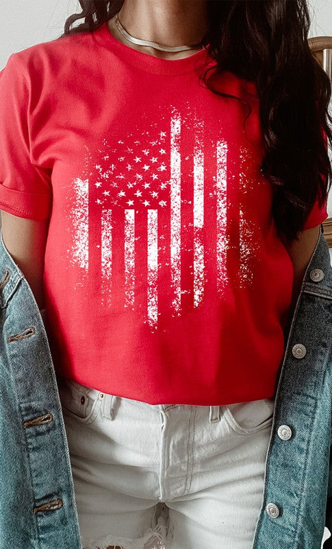 Retro Distressed American Flag Plus Graphic Tee