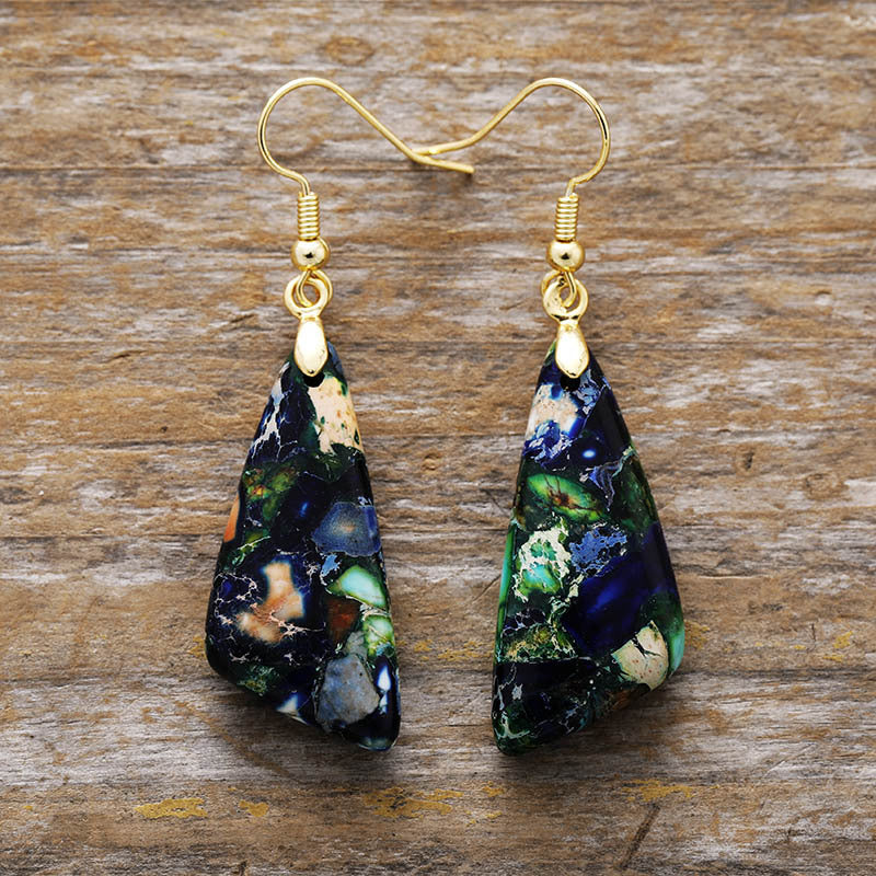 Emperor-Stone Geometric Earrings