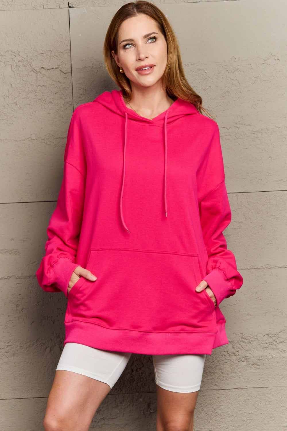 Full Size Drawstring Long Sleeve Hoodie