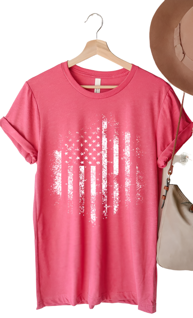 Retro Distressed American Flag Plus Graphic Tee