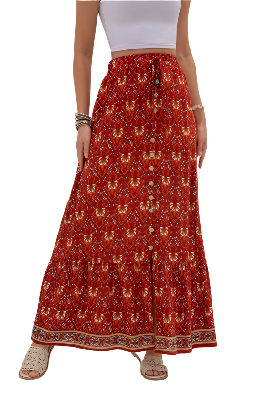 Womens Print Maxi Skirt