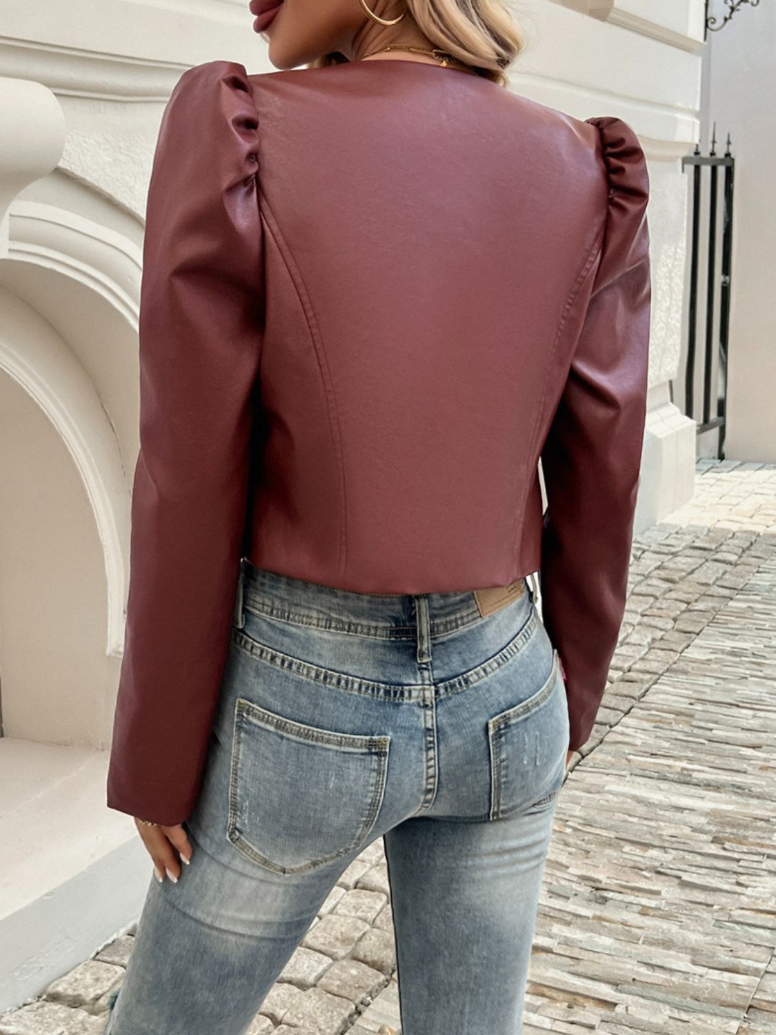 Devine Open Front Puff Sleeve Jacket