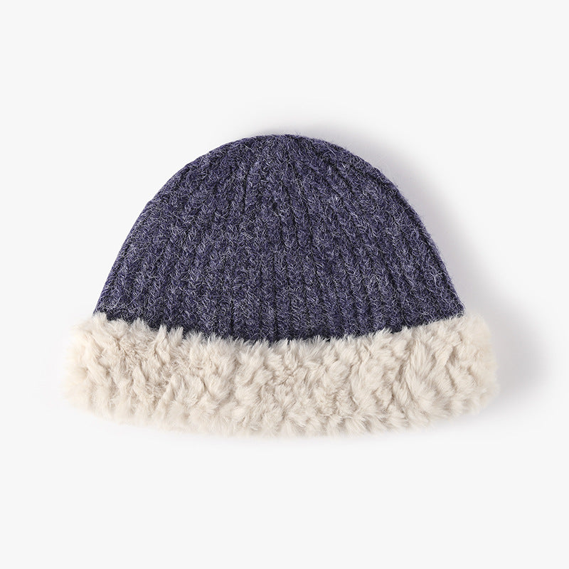 Fuzzy Hem Knit Hat