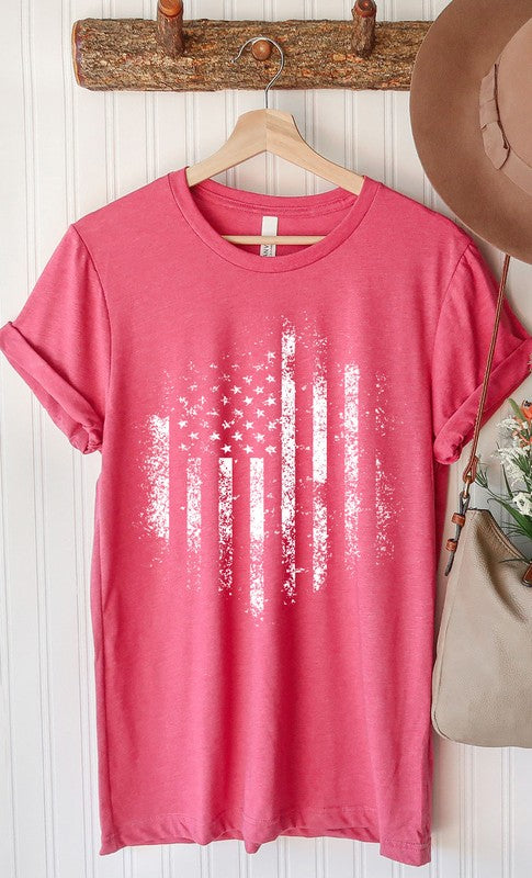 Retro Distressed American Flag Graphic Tee
