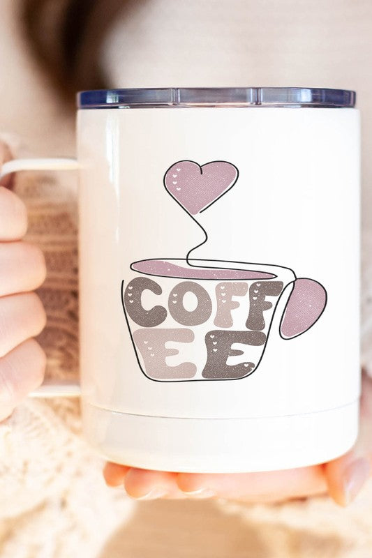 Cute Coffee Heart Mug Stainless Steel Travel Cup