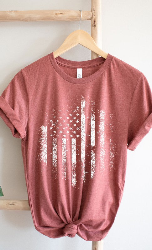 Retro Distressed American Flag Graphic Tee