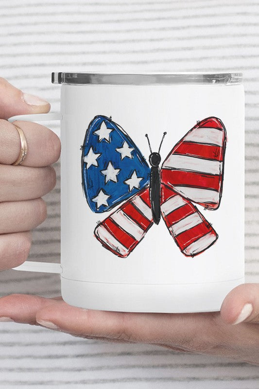 Patriotic America Butterfly Stainless Steel Cup