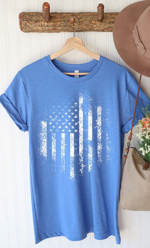 Retro Distressed American Flag Graphic Tee